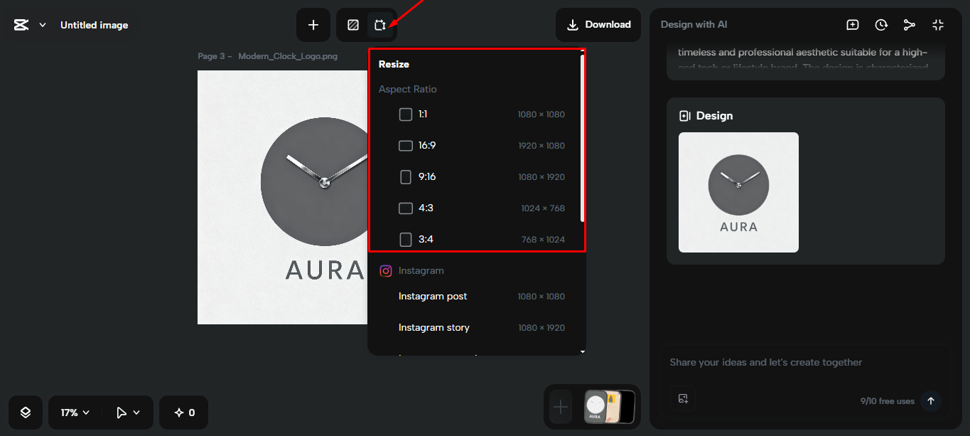 Editing the logo on the CapCut desktop video editor