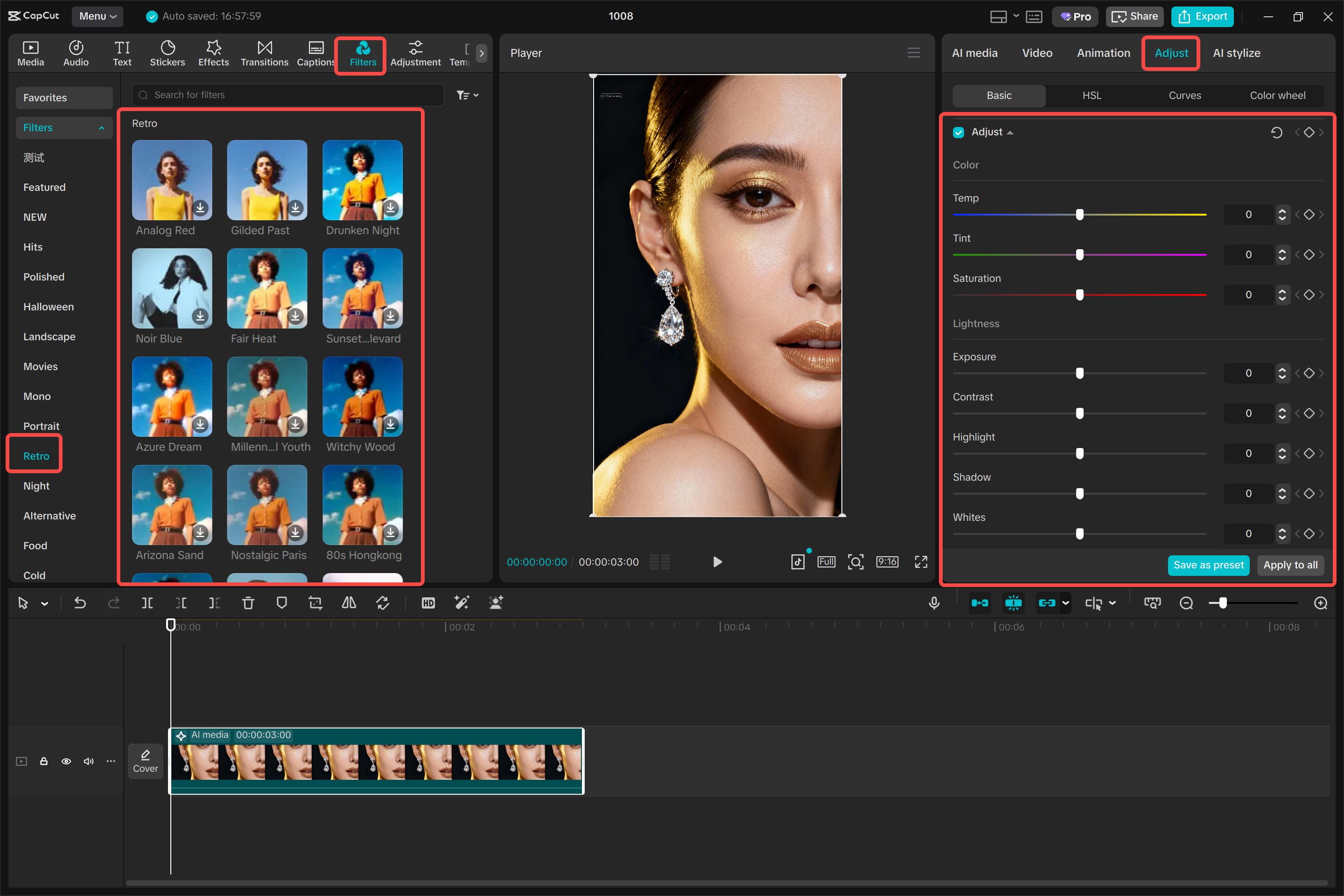 Adjust your AI images in the Capcut desktop video editor