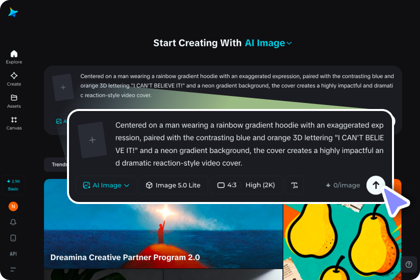 Enter a text prompt in Dreamina
