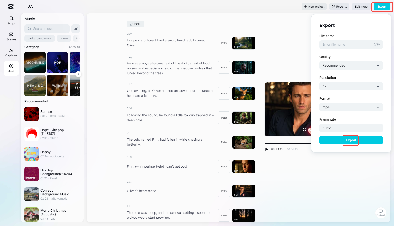 Export the generated video
