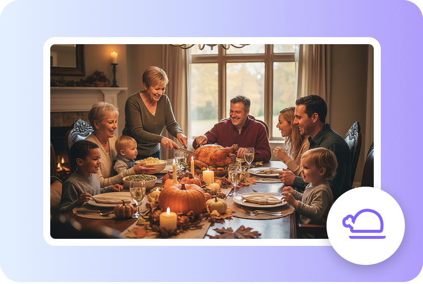 Family celebrating Thanksgiving