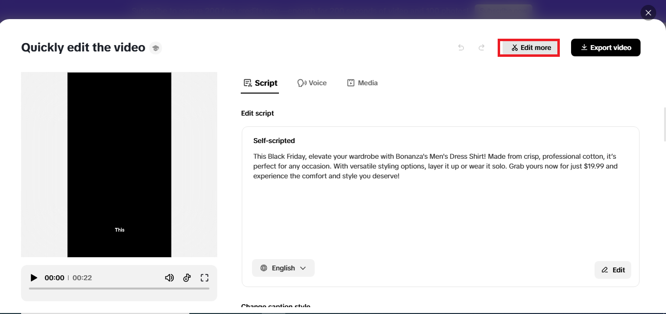 Options to edit more through Pippit's video editor