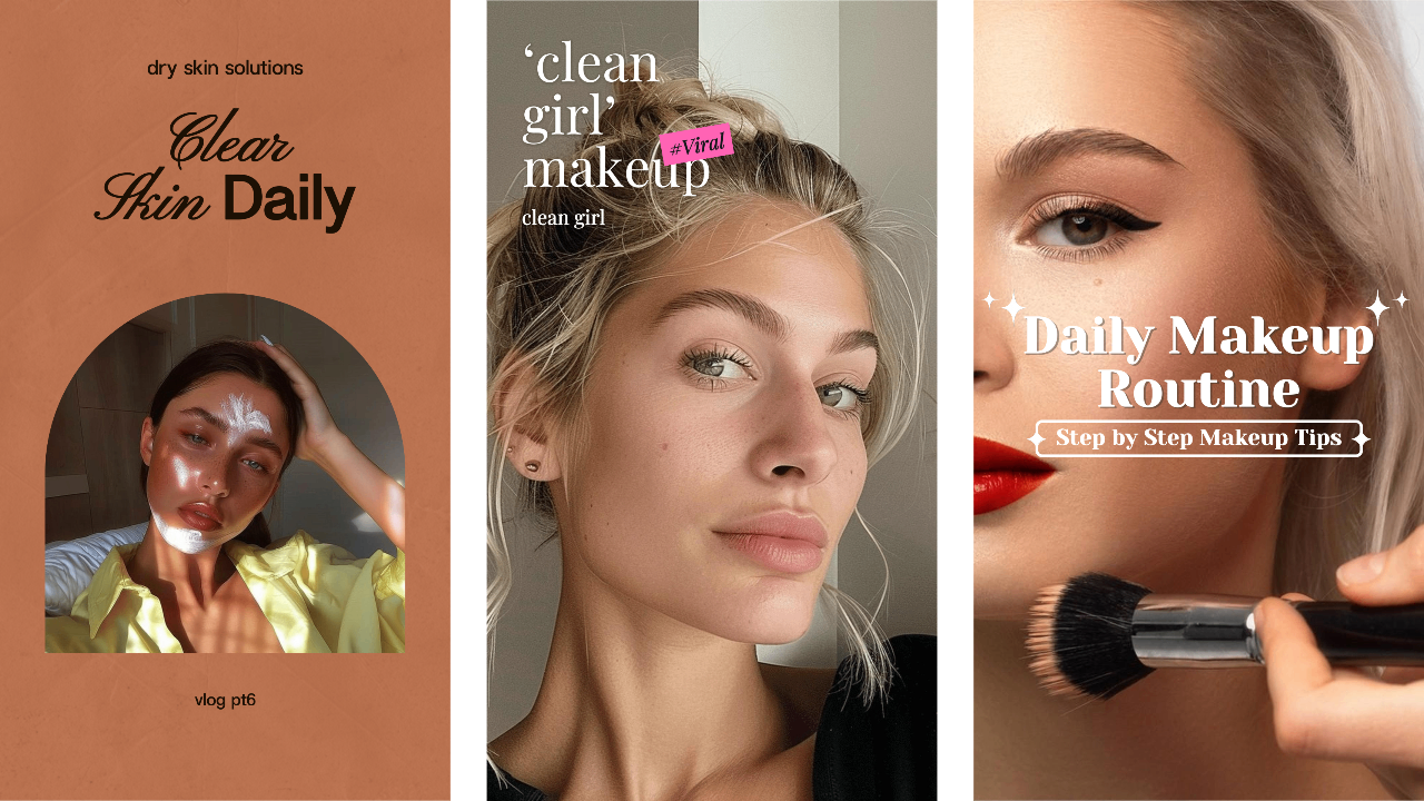 Póster de maquillaje para diferentes tipos de piel