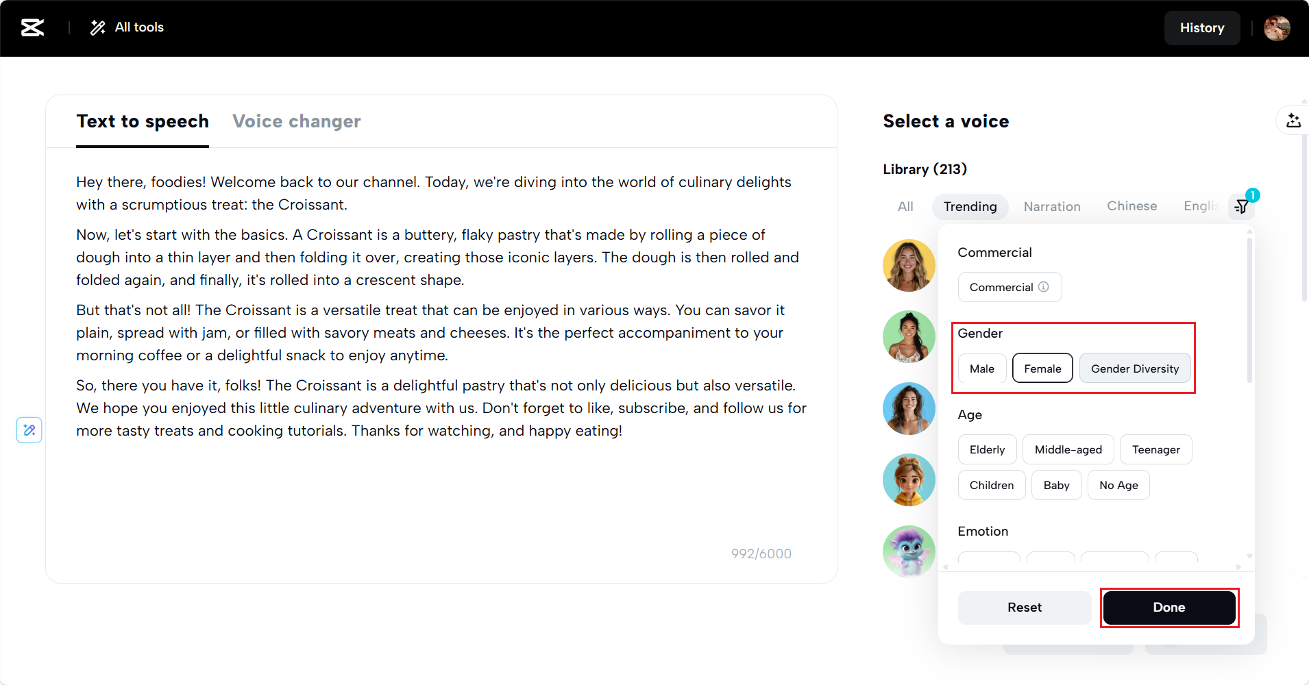 Piliin ang isang boses