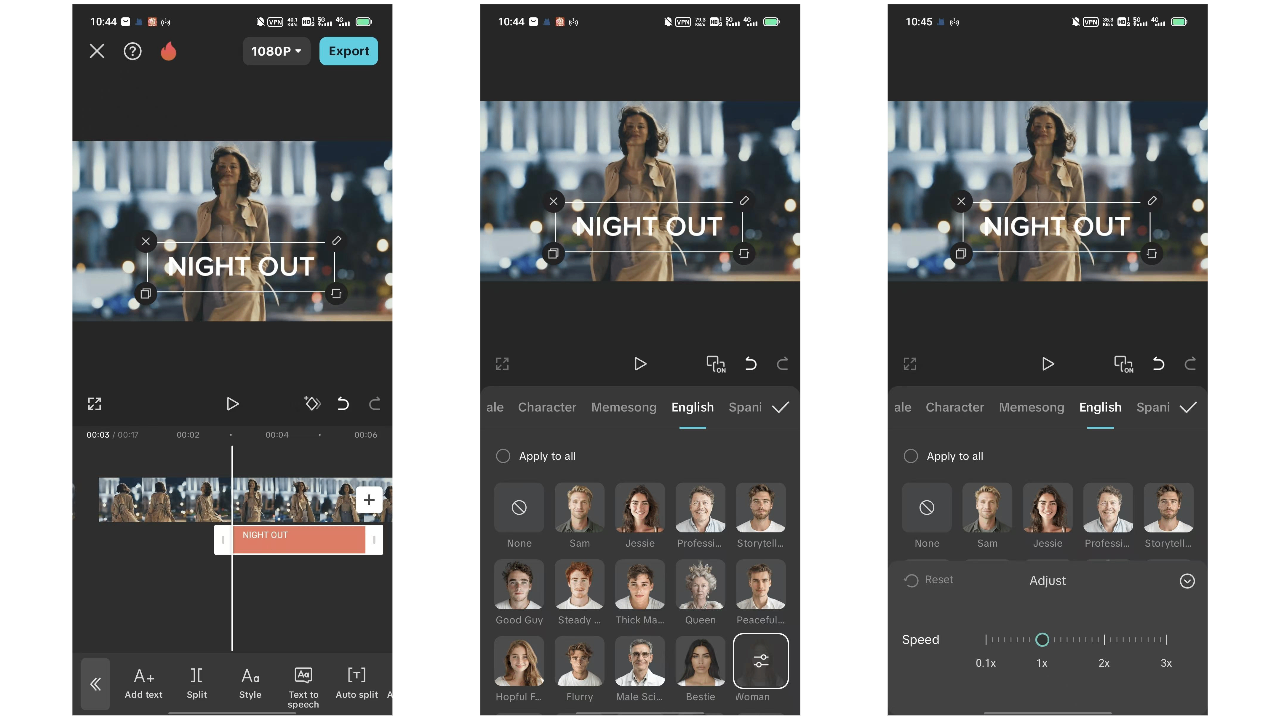 Apply text to speech option