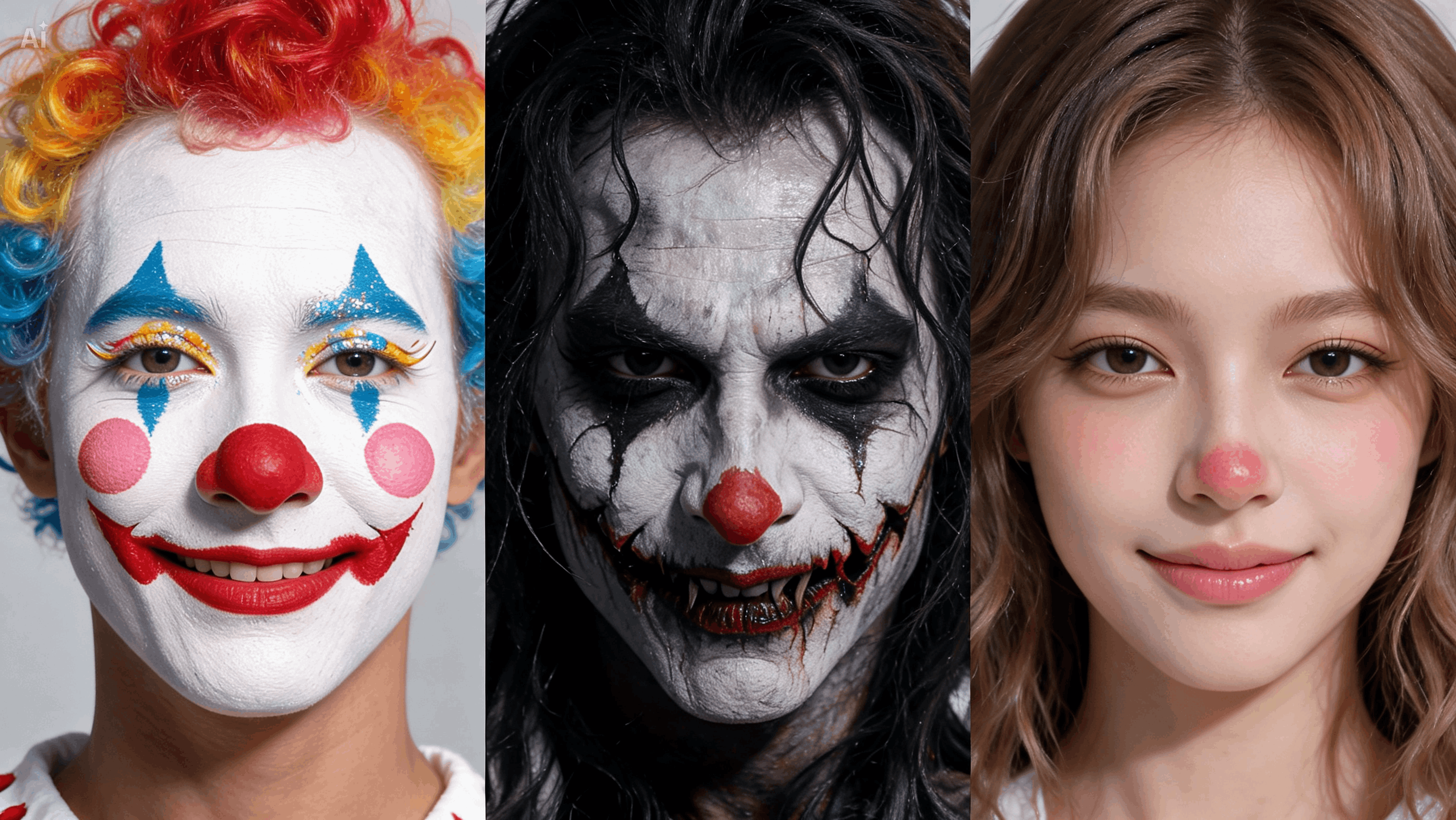 Test Multiple Clown Looks On One Face