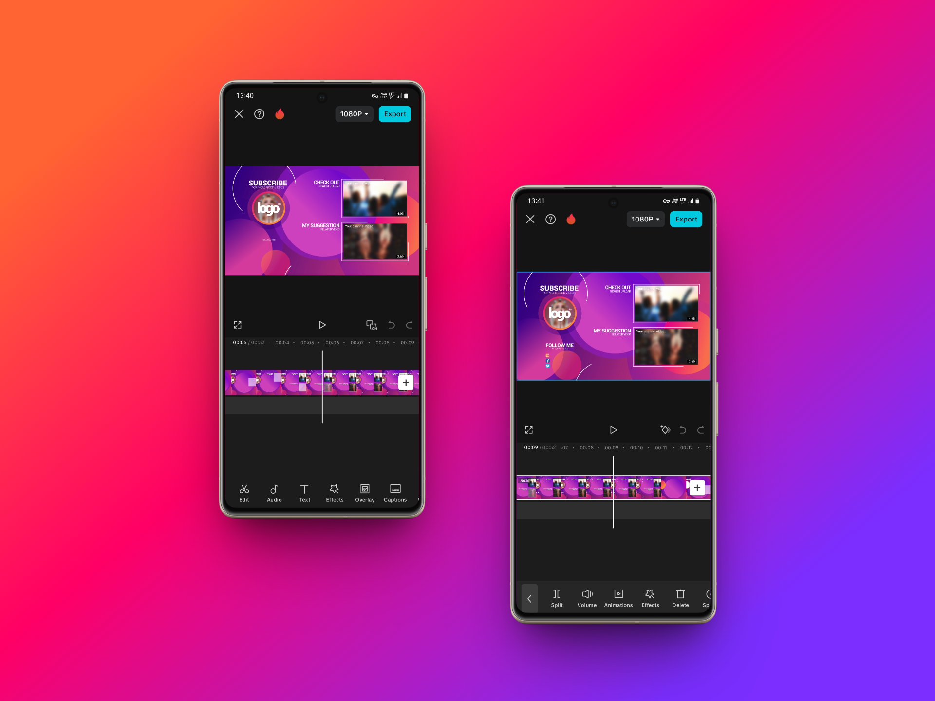 Edit your selected YouTube outro based on your liking