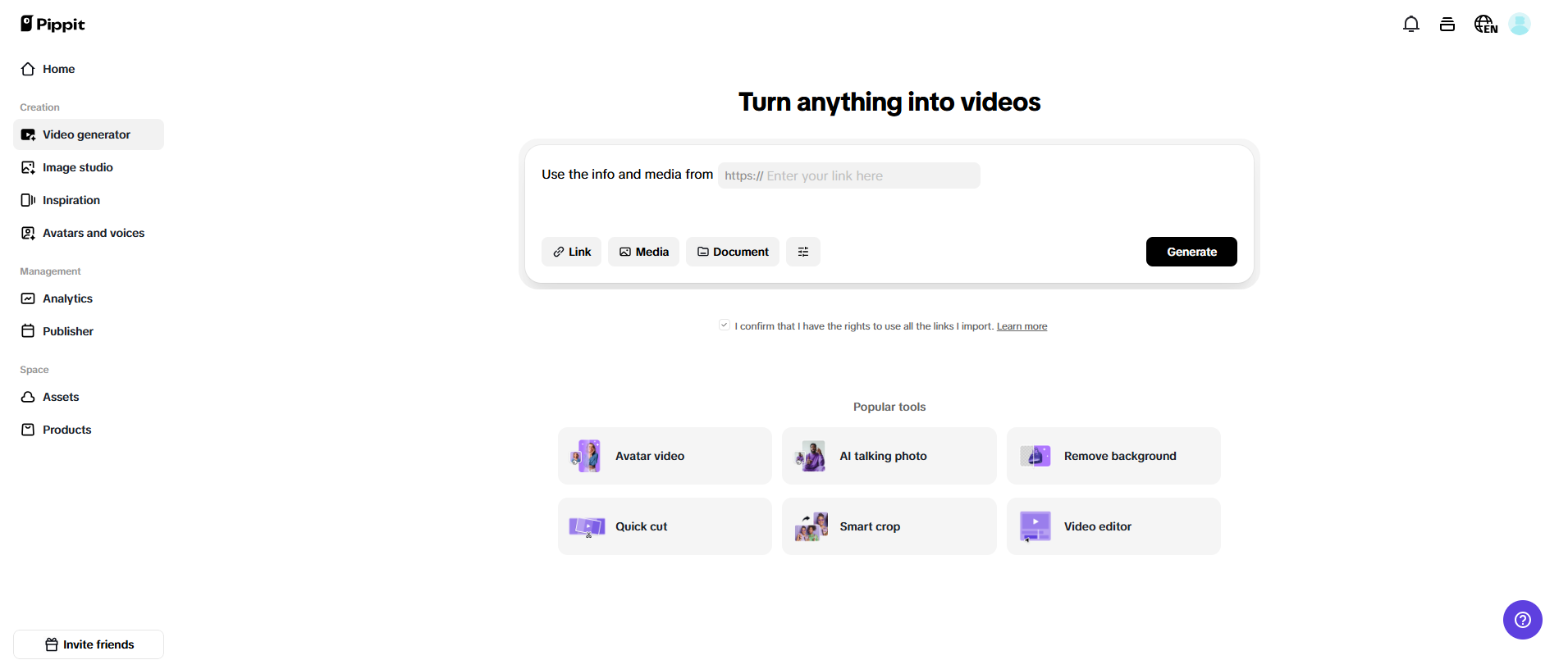 Past links or upload media