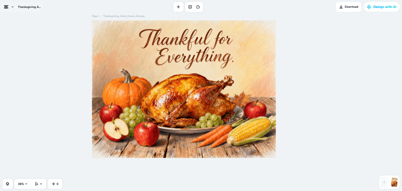 Creación de arte de Acción de Gracias con el diseño AI de CapCut Web