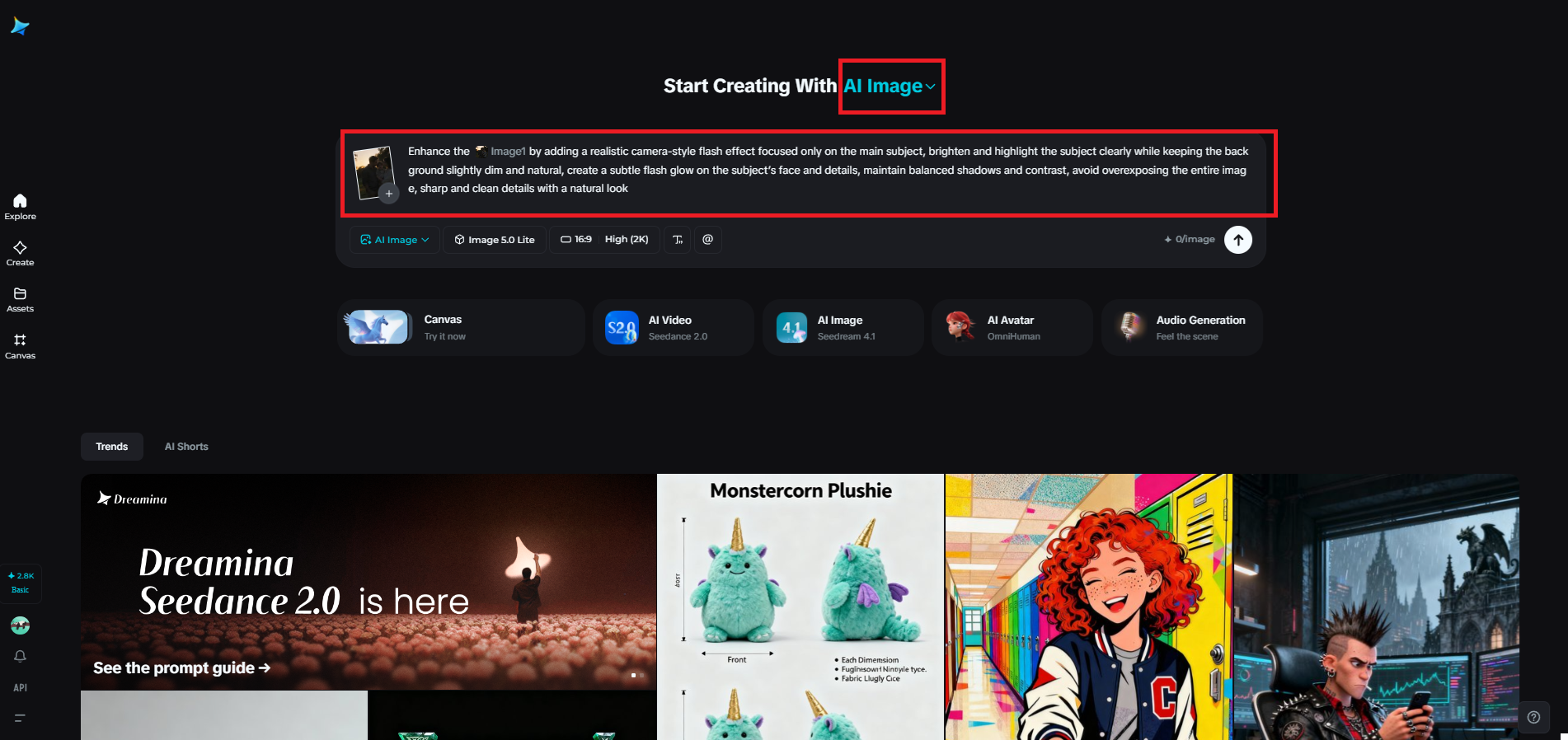 Unggah gambar dan tulis prompt