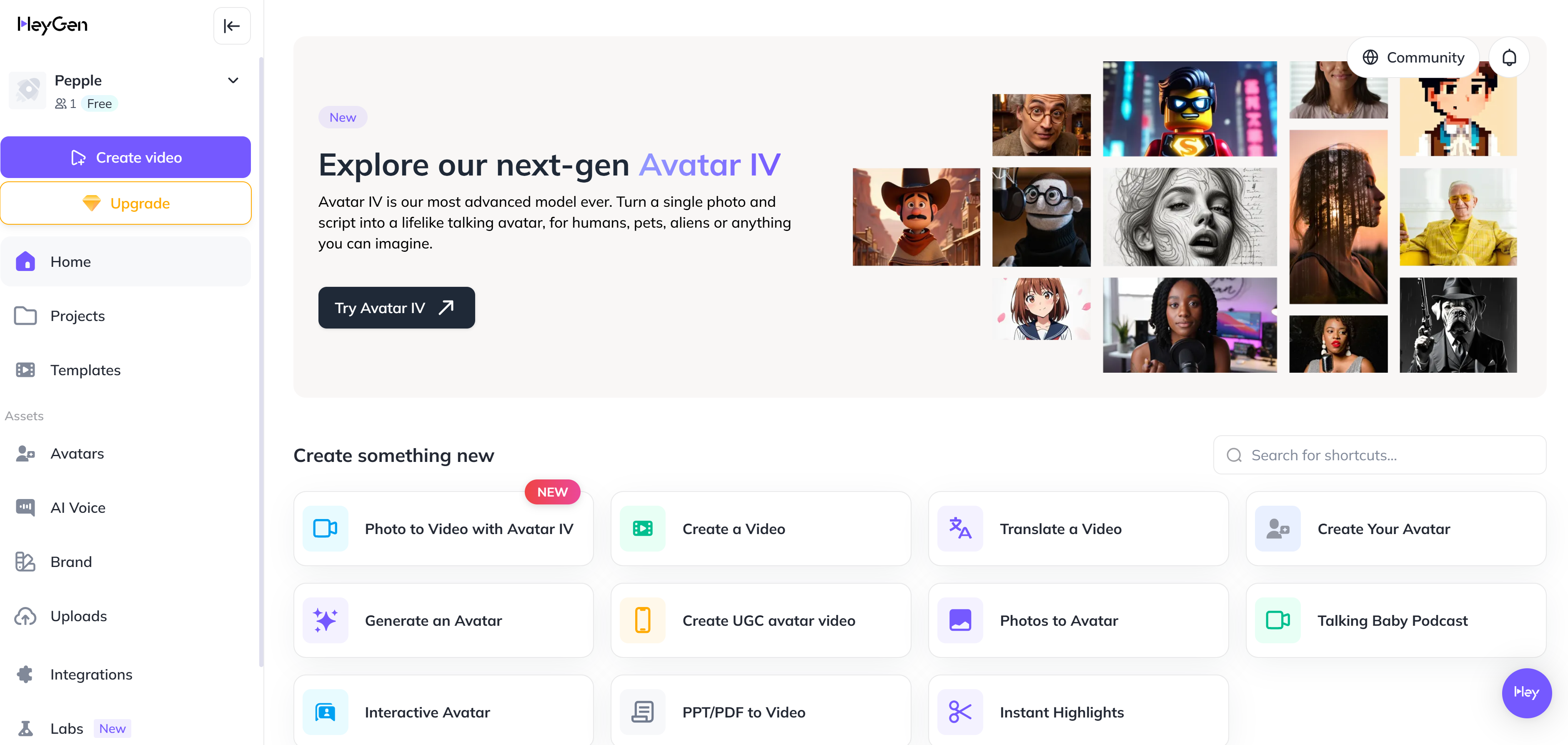 AI HeyGen startpagina