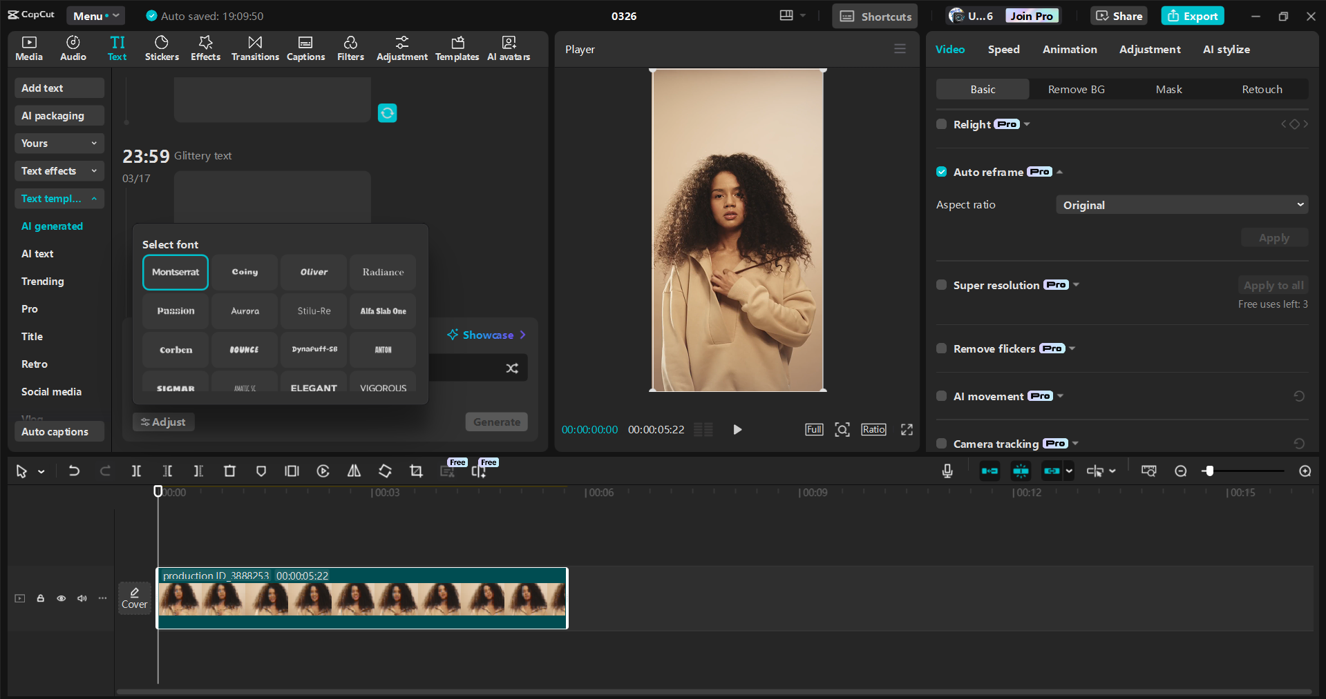 Interface of the CapCut desktop video editor - an easy way to make engaging Instagram Reels