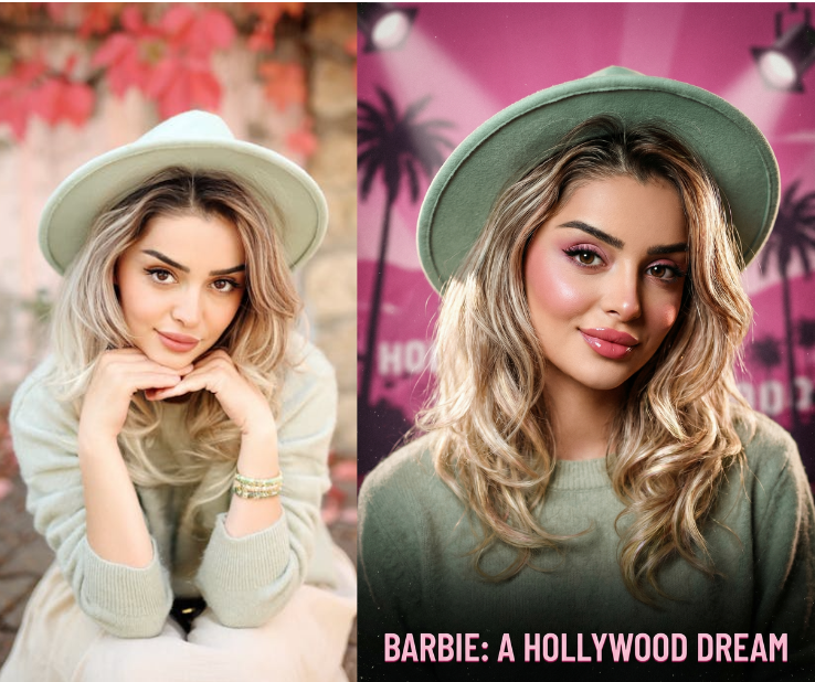 Cinematic barbie glam portrait