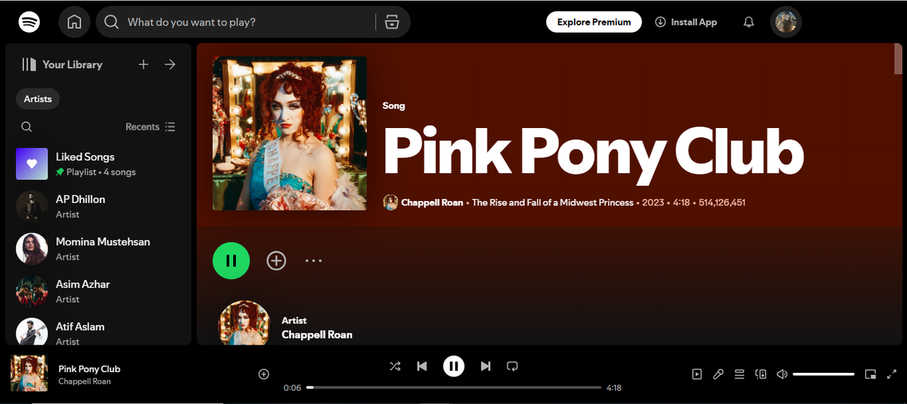 Cover of Pink Pony Club - included in the most streamed songs on Spotify this week