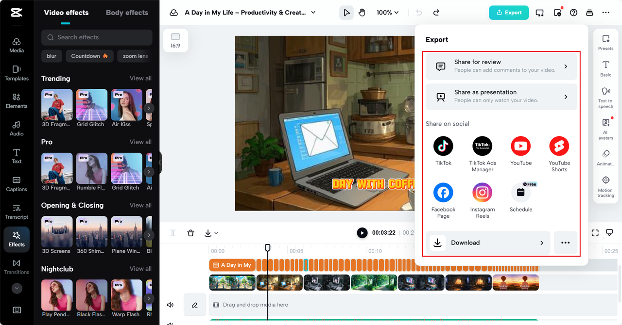 Download and share video