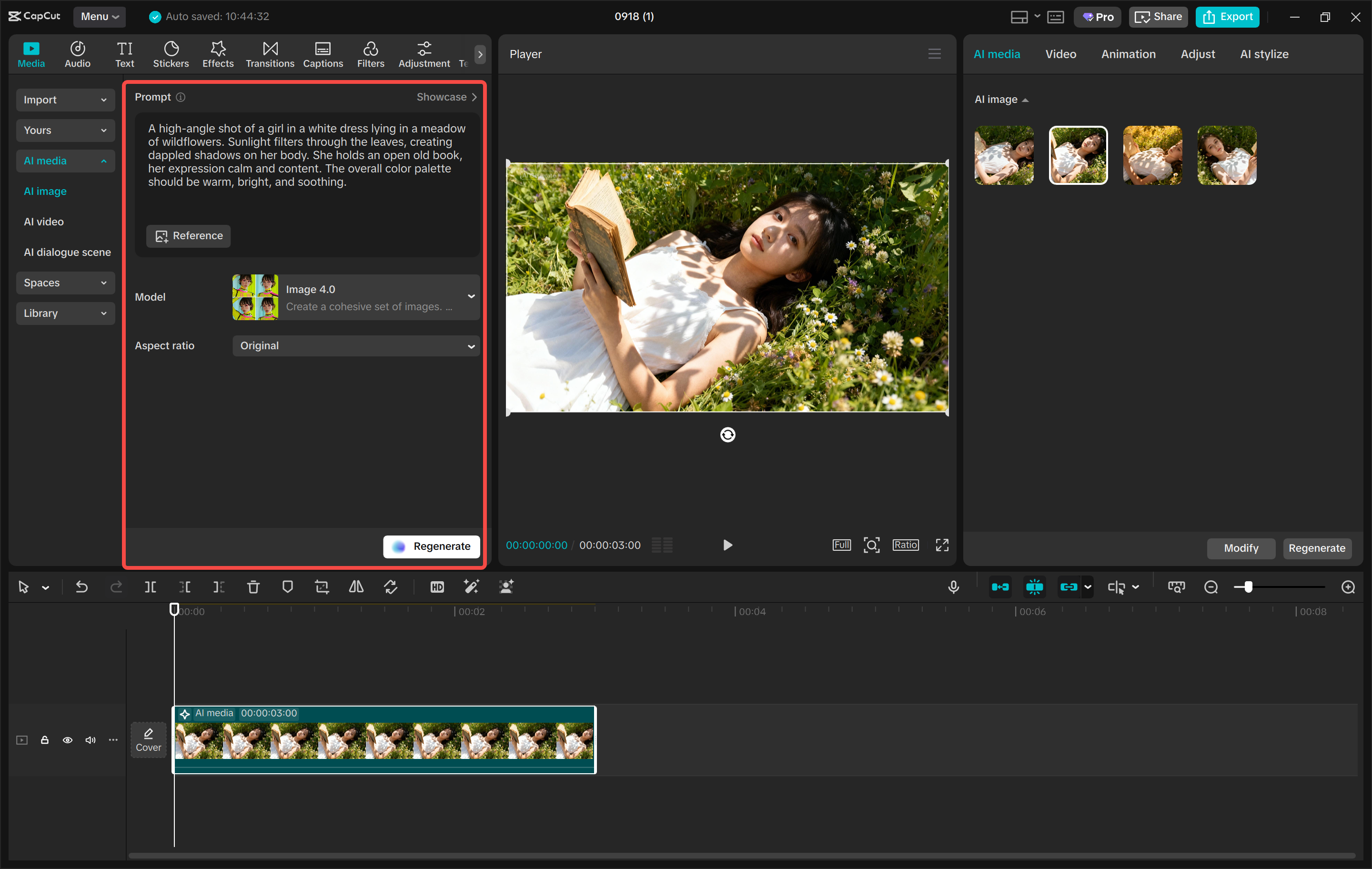 Création d'images avec IA dans l' CapCut éditeur vidéo de bureau
