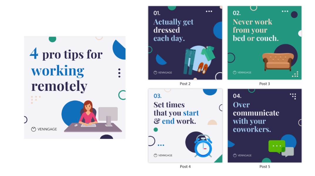 Remote work infographic with laptop and icons