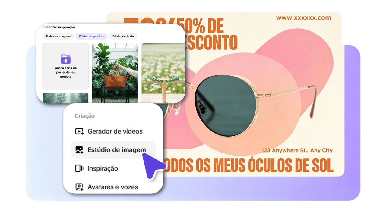 Criação de cartazes promocionais instantâneos com removedor de fundo com IA
