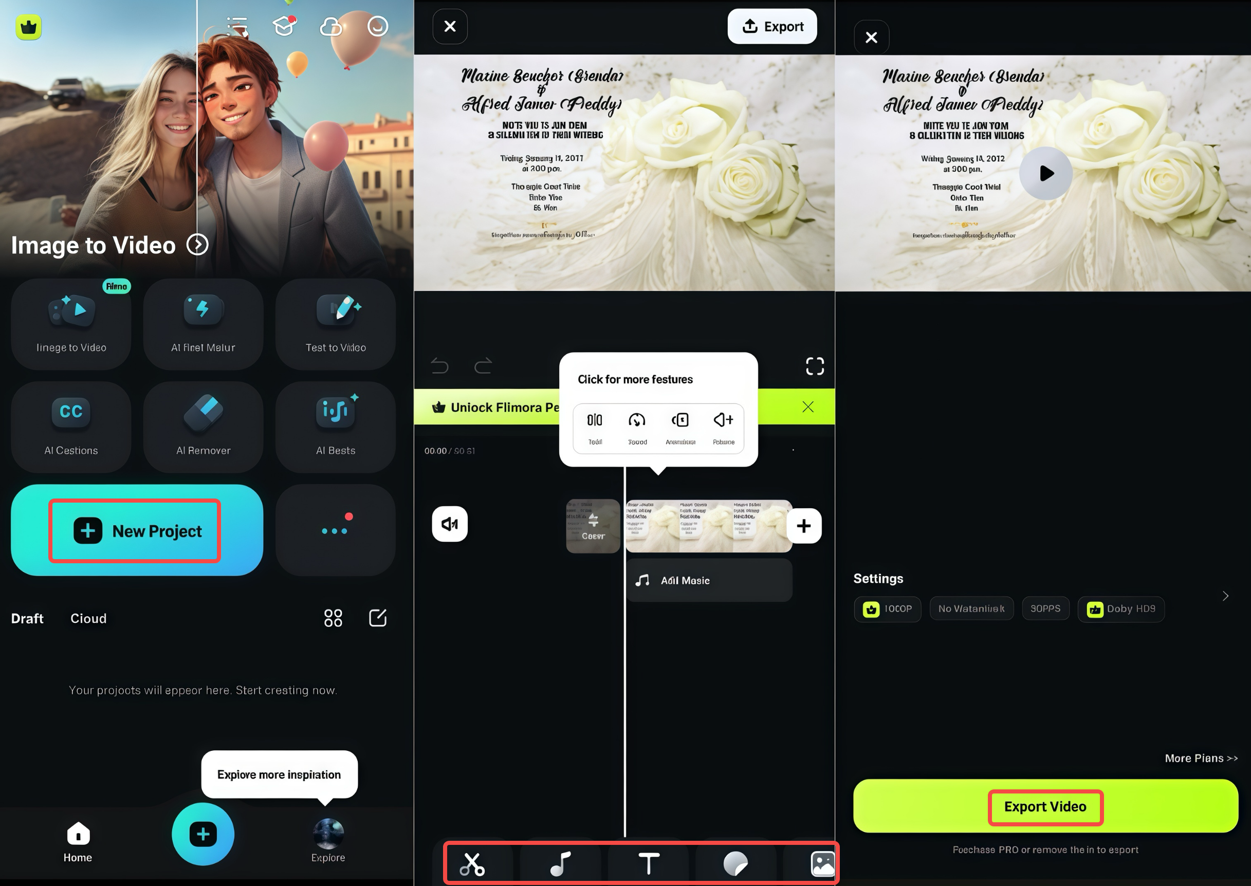 Using the FilmoraGo invitation maker app