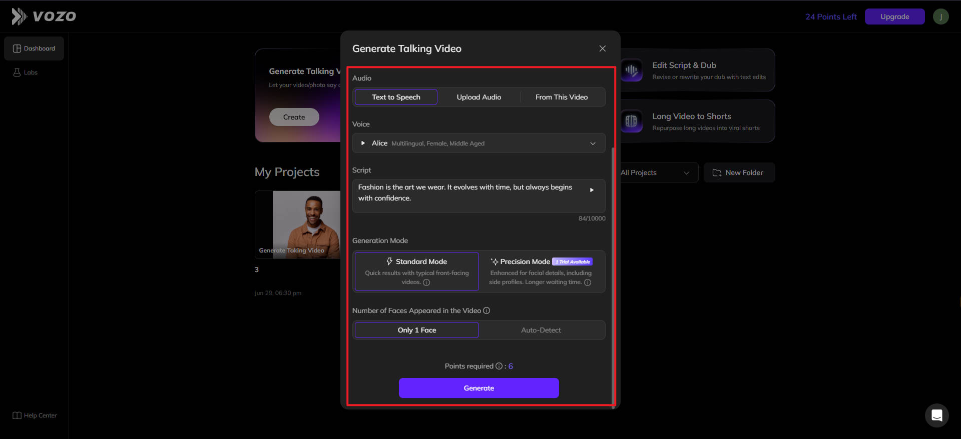 Vozo AI sincronización de labios