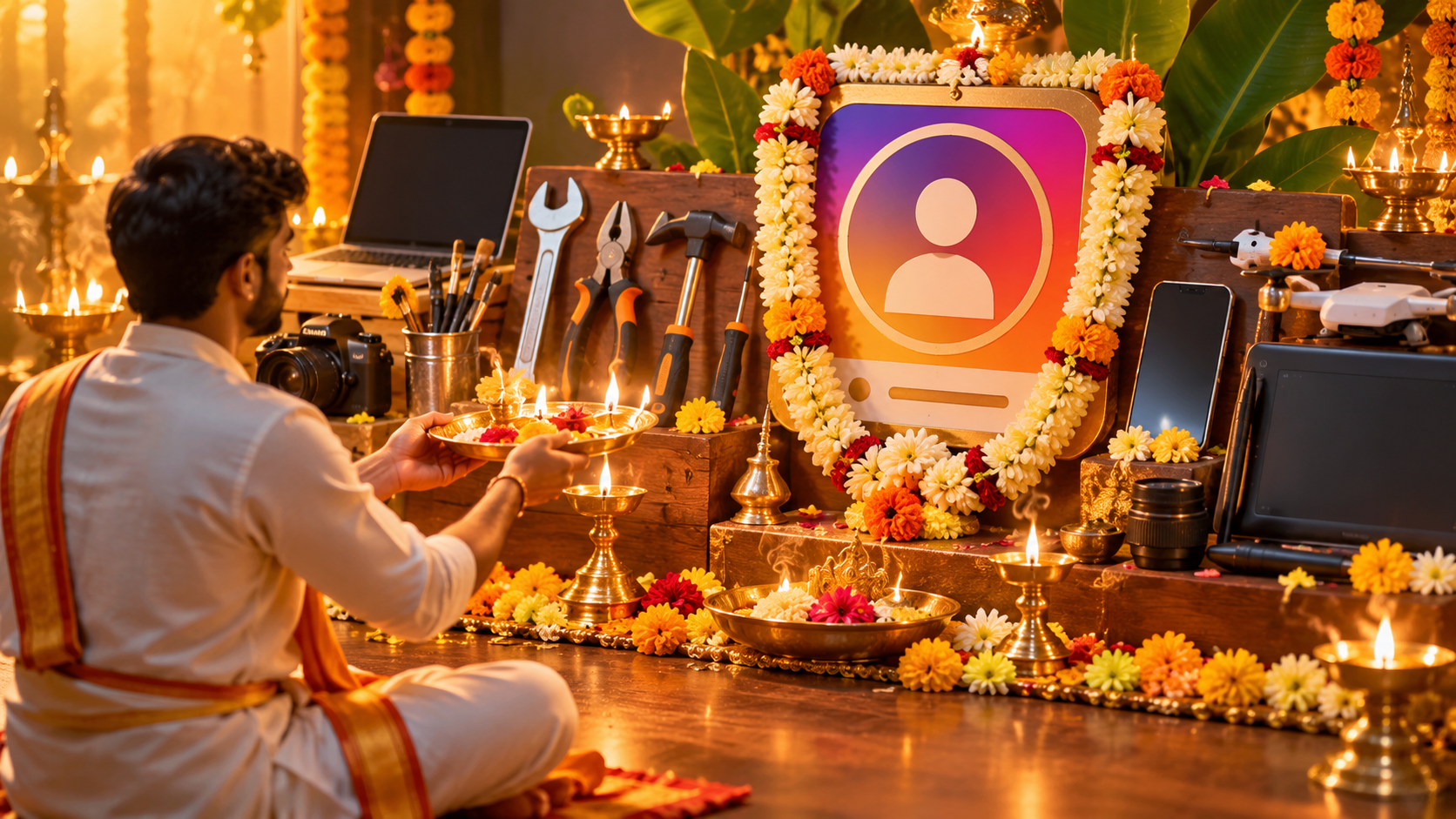 Instagram profile Ayudha Pooja AI video: Miniature Aarti Finale