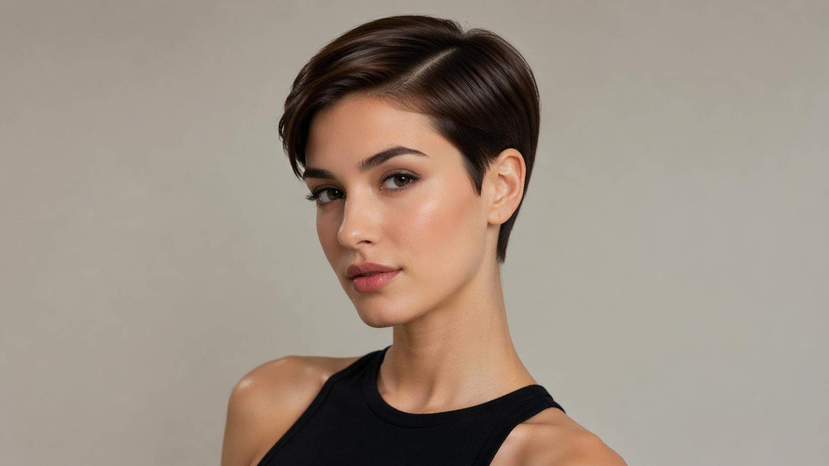 Dreamina pixie cut filter prompt example 2: Sleek side-part pixie