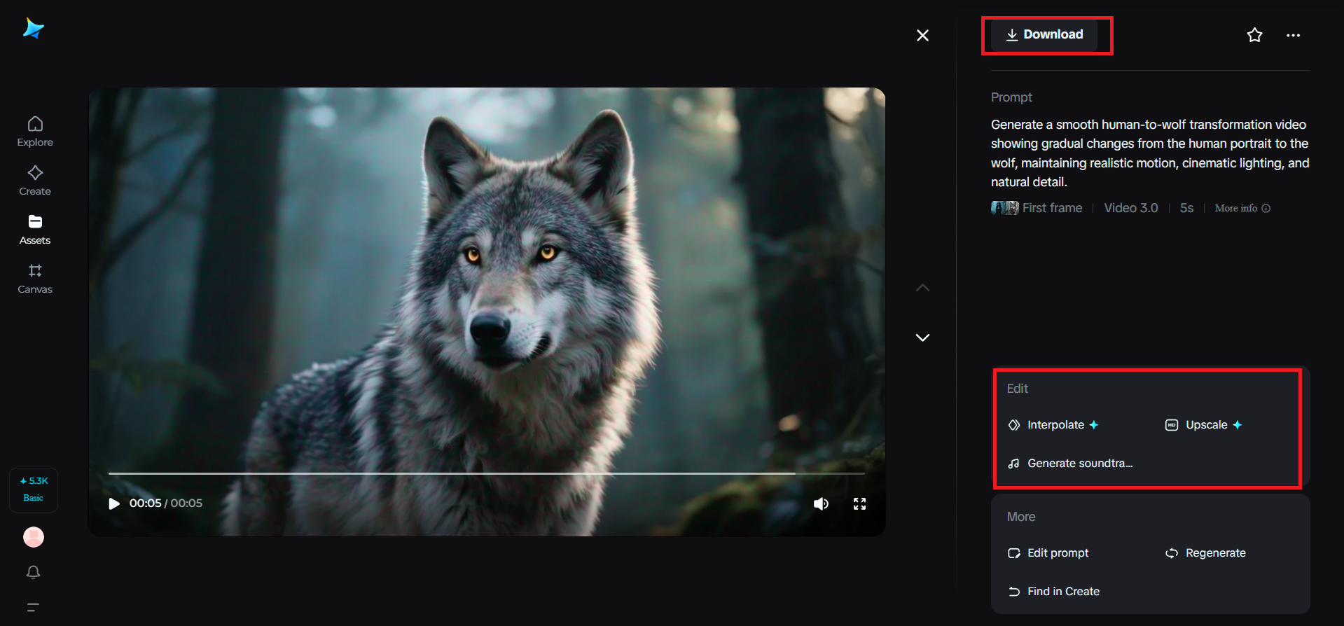 Download the wolf transformation video