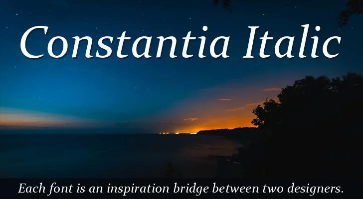 Constantia italic font sample showing emphasized text
