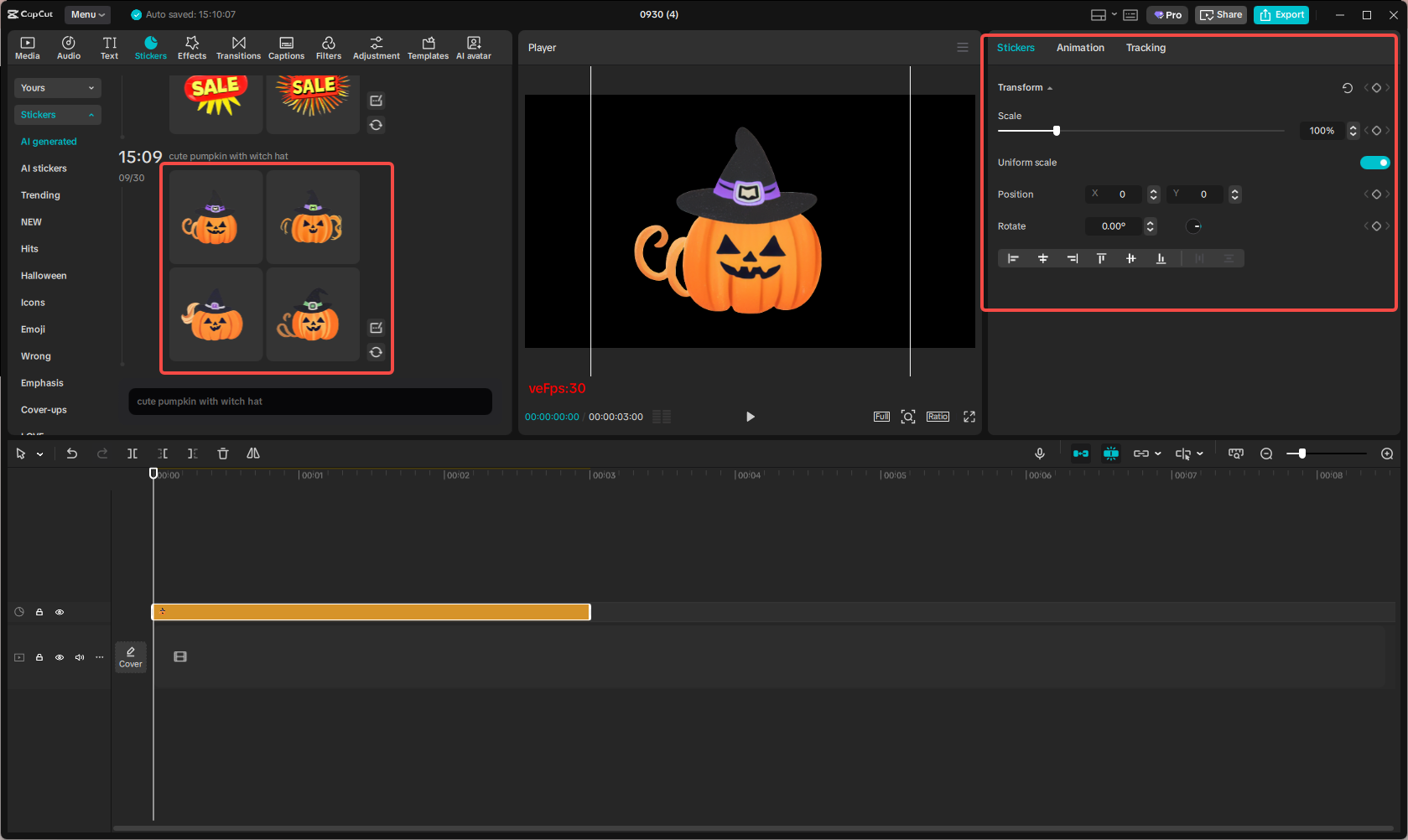 Edit the generated Halloween sticker