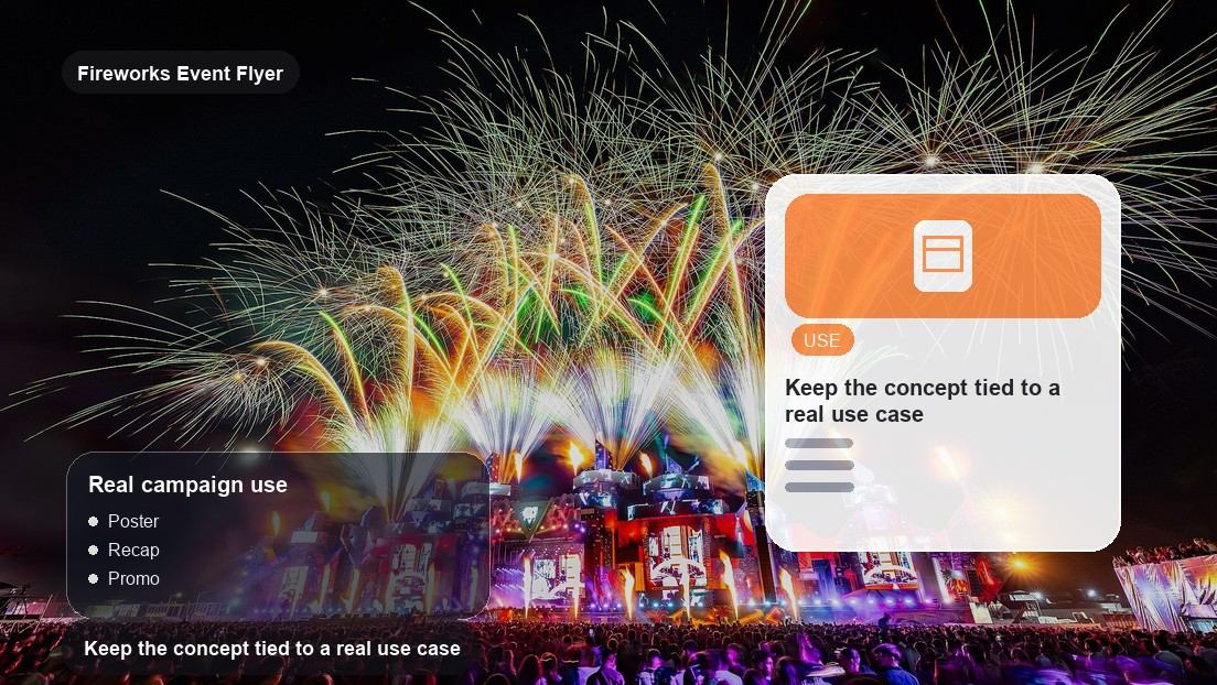 Fireworks Event Flyer Maker realistic image for keep the concept tied to a real use case