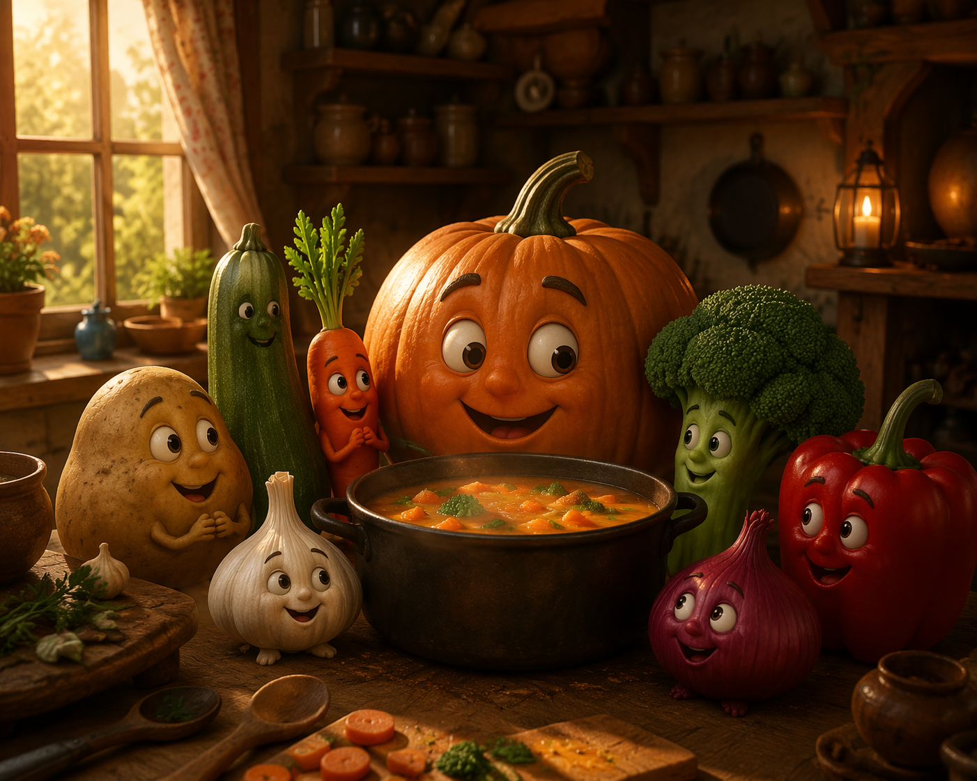 Dreamina AI vegetable story generator video prompt example 4: Pumpkin Night Scene