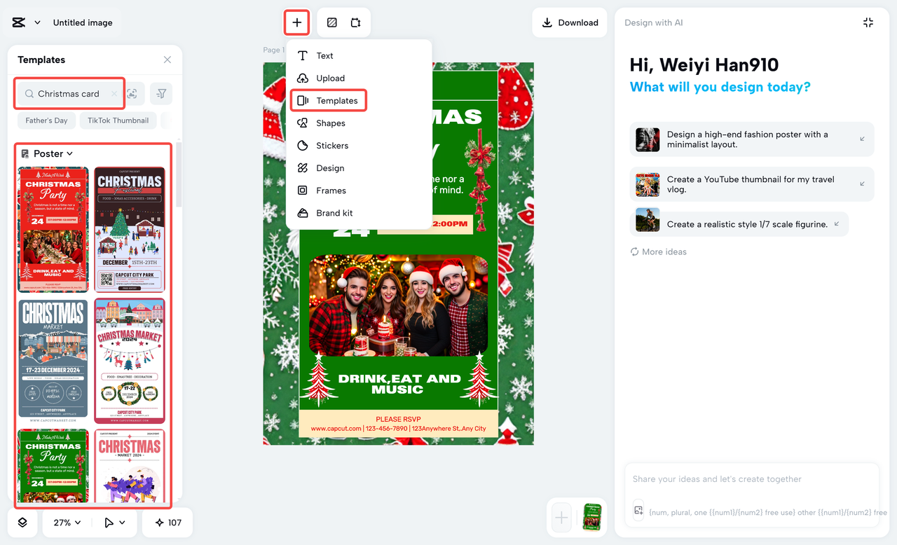 Customizing the template in the CapCut desktop video editor