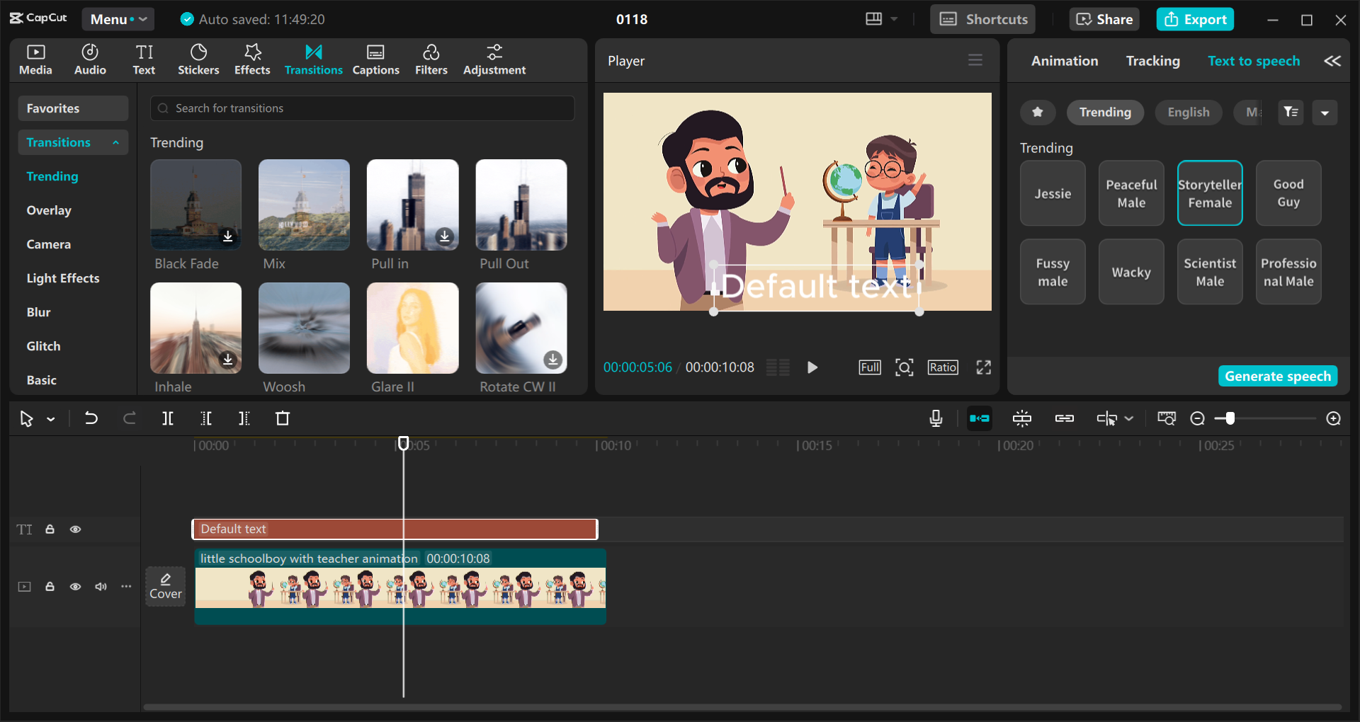 Antarmuka editor video desktop CapCut - perangkat lunak animasi video penjelasan serbaguna