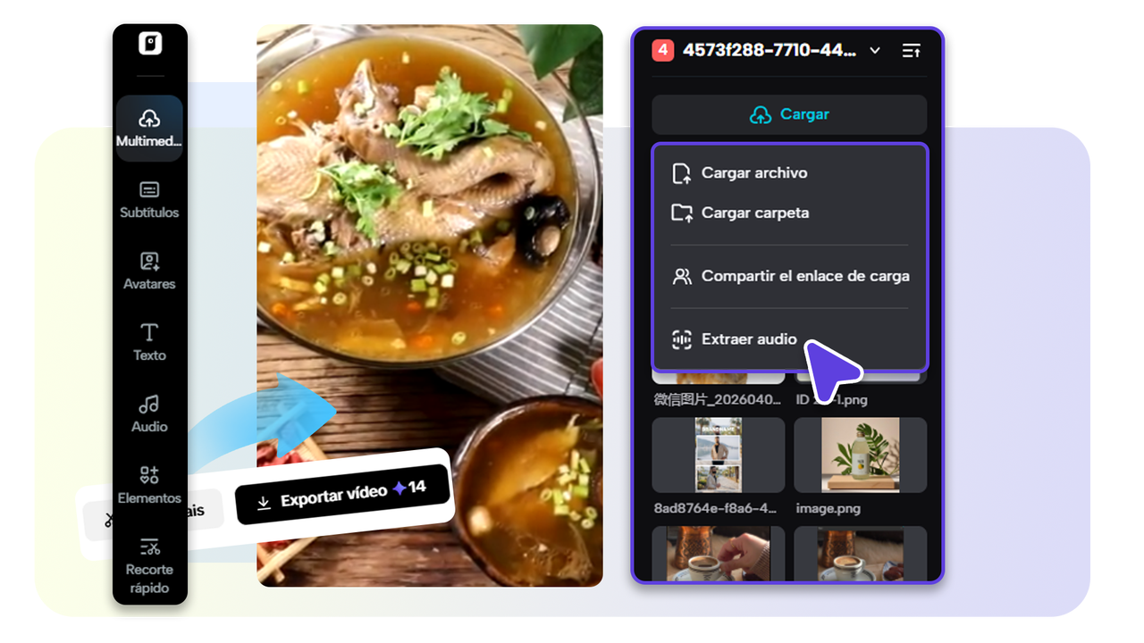 Abre el editor de video y configura tu material.