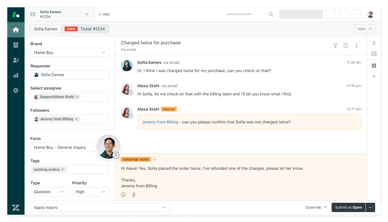 Interface ng Zendesk
