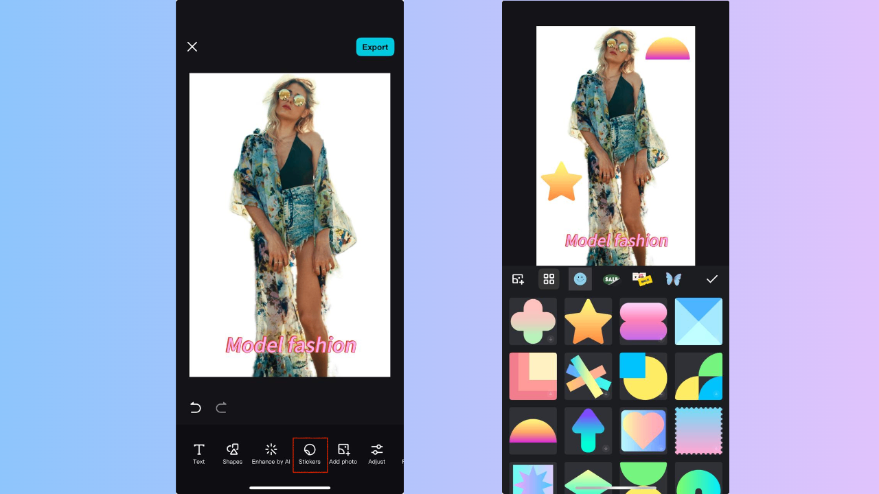 Add stickers and icons
