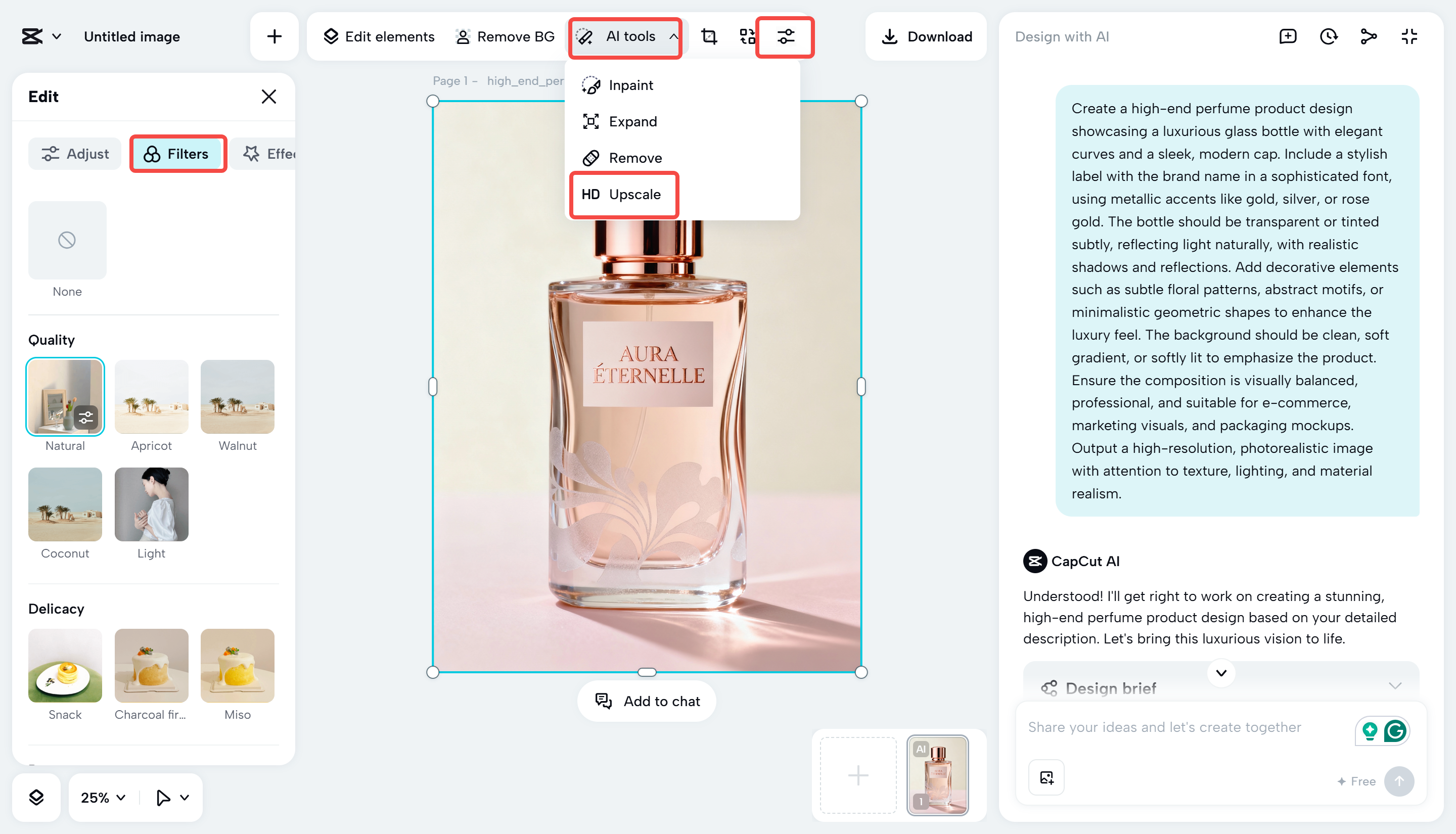 Editando e aprimorando a imagem com o CapCut Web