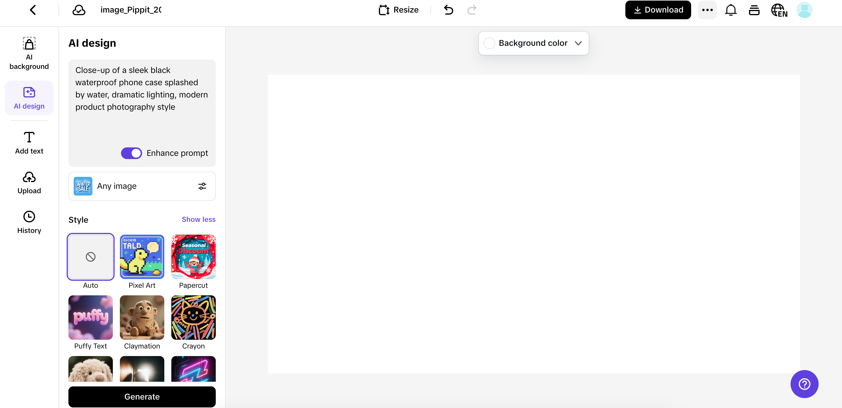 Enter poster description, choose type and style