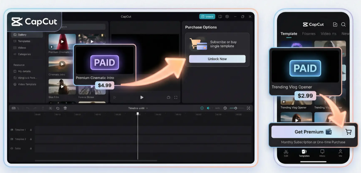 paid template on CapCut