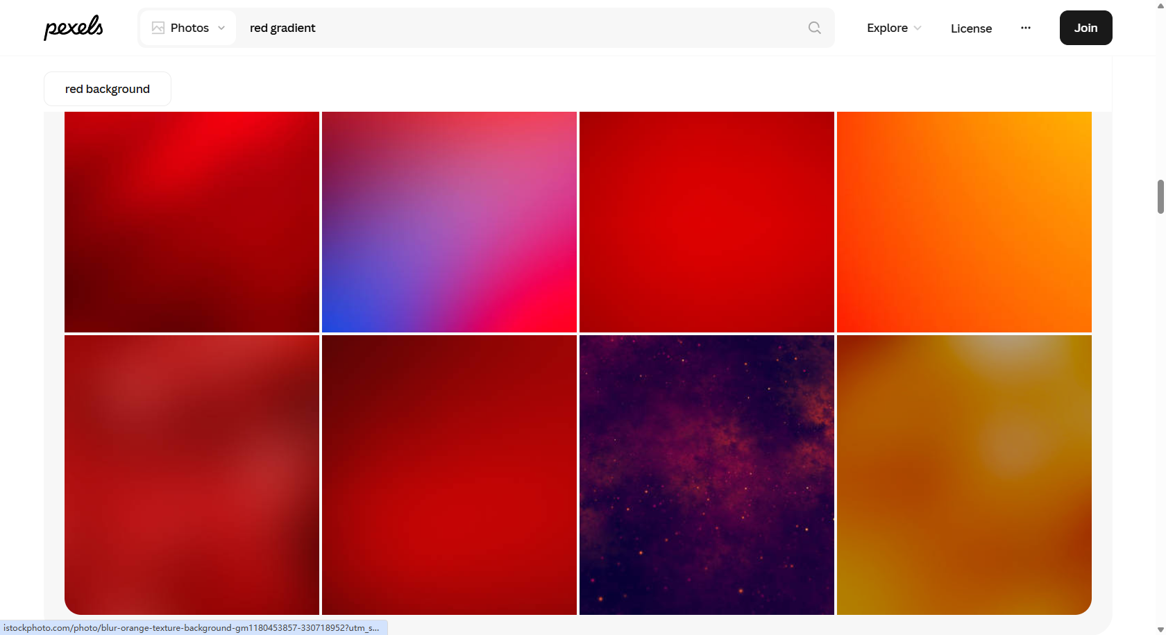 Pexels interface