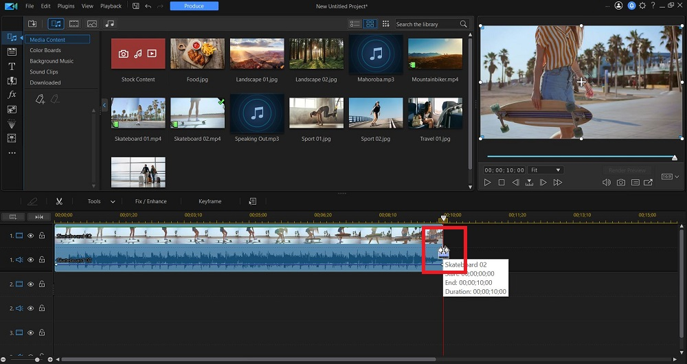 Interface of PowerDirector - another tool to split a movie