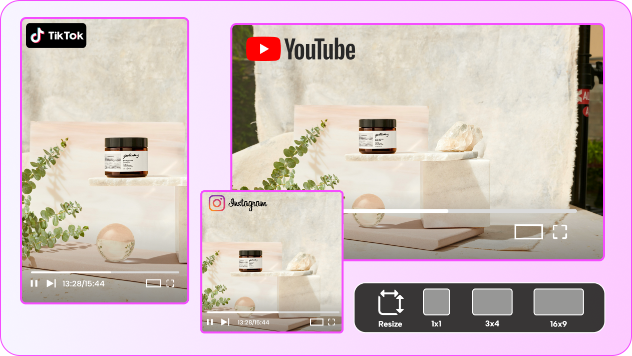 adjust size for Instagram, TikTok, or YouTube