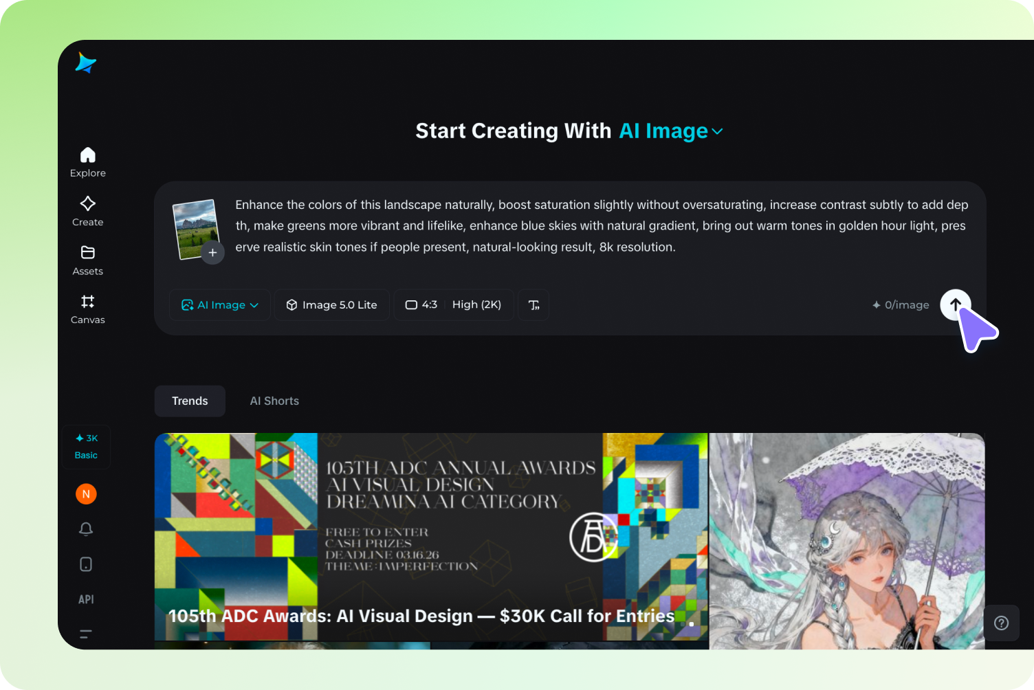 Customize photos using AI photo color correction prompts