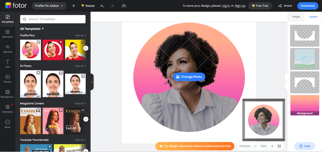 Fotor - LinkedIn fotogenerator gratis