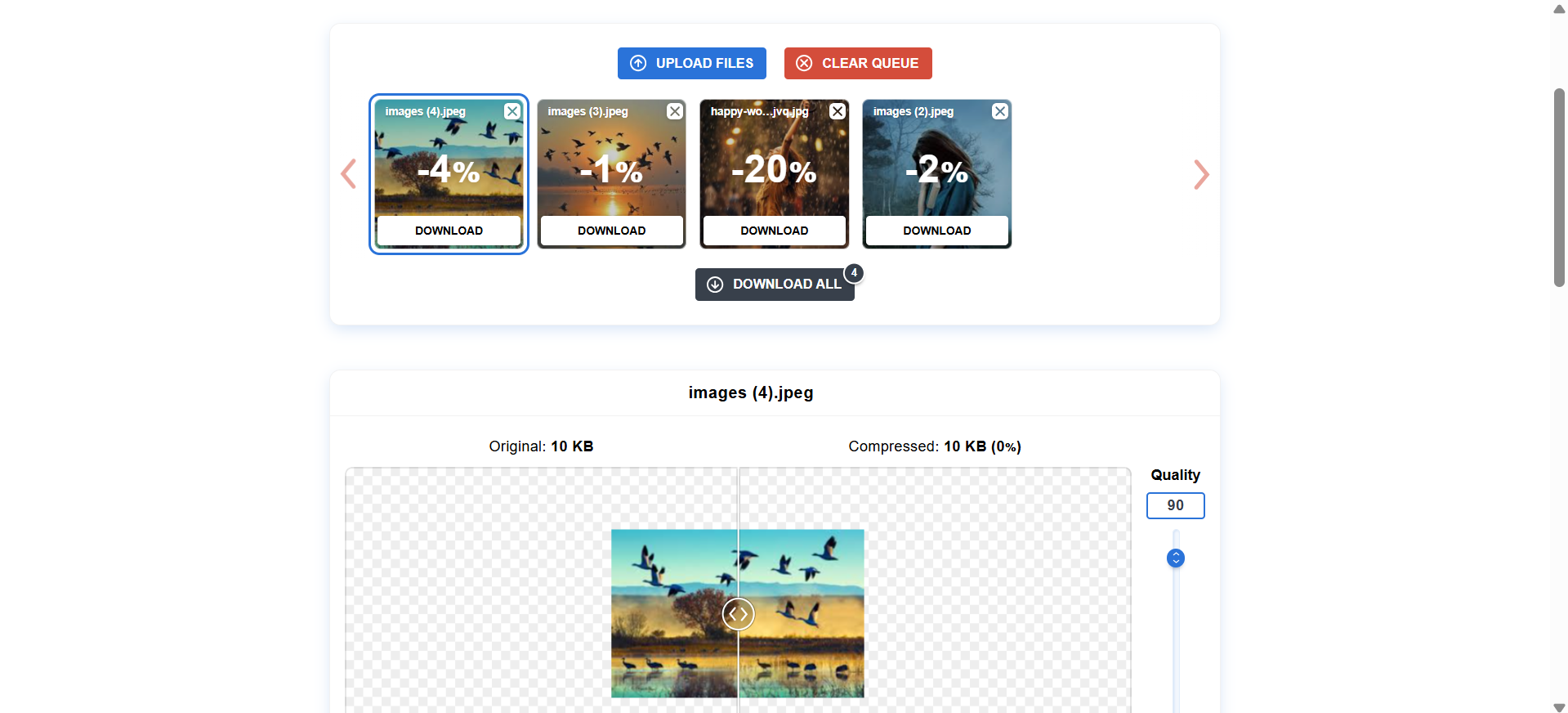 Online Image Compressor - a platform that generates compressed image batches