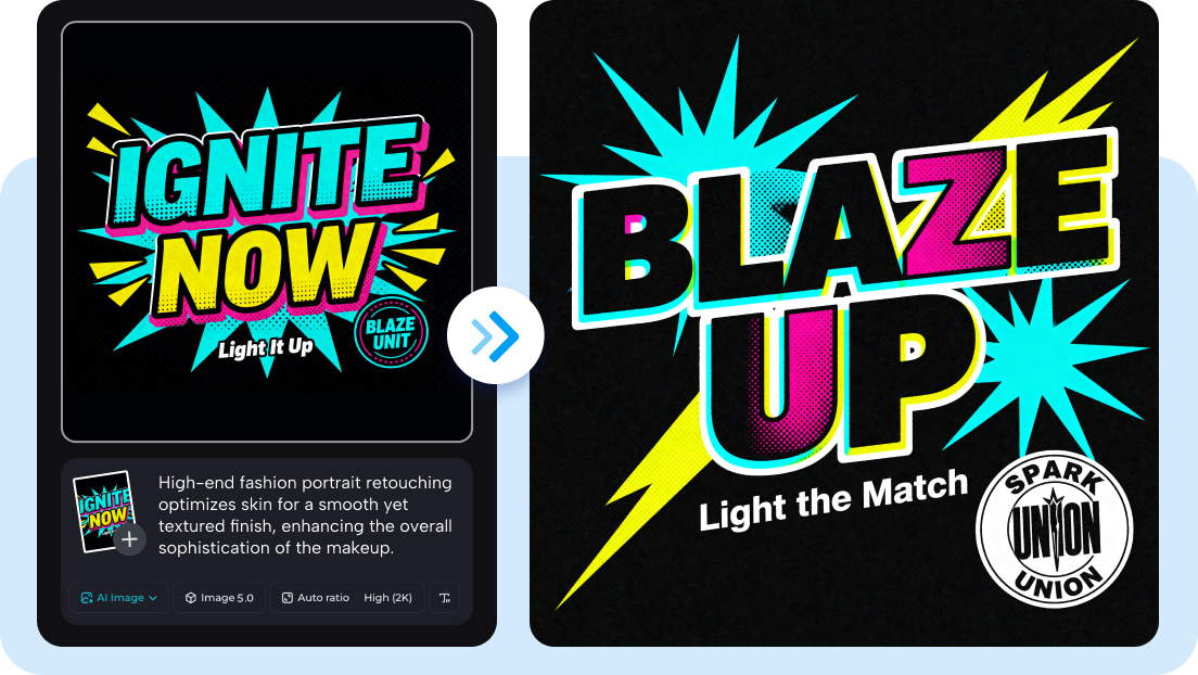 AI font generator creating typography from text prompt and image reference