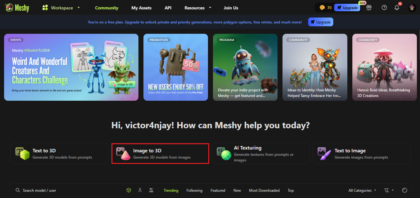 Meshy AI image to 3D