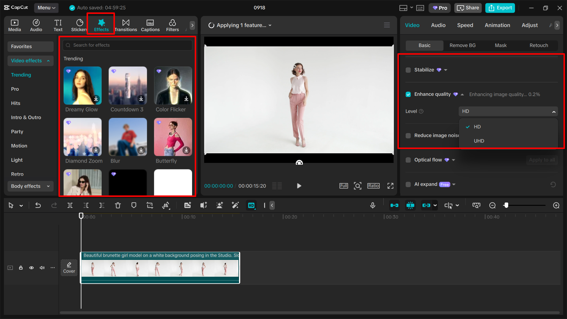 Editing the video in the CapCut desktop video editor