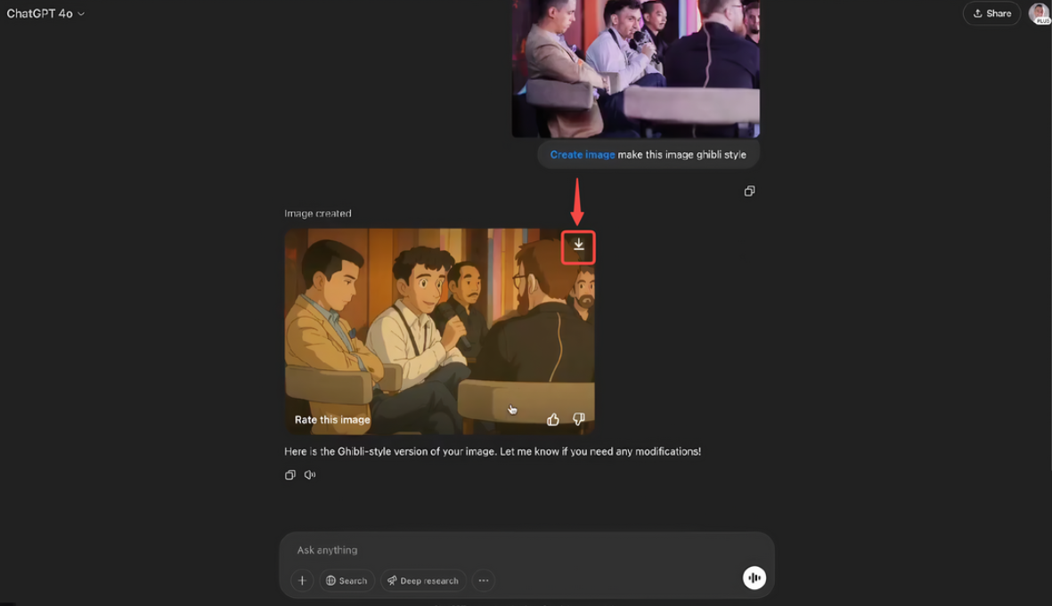 Generovat a stáhnout obrázek ve stylu Ghibli