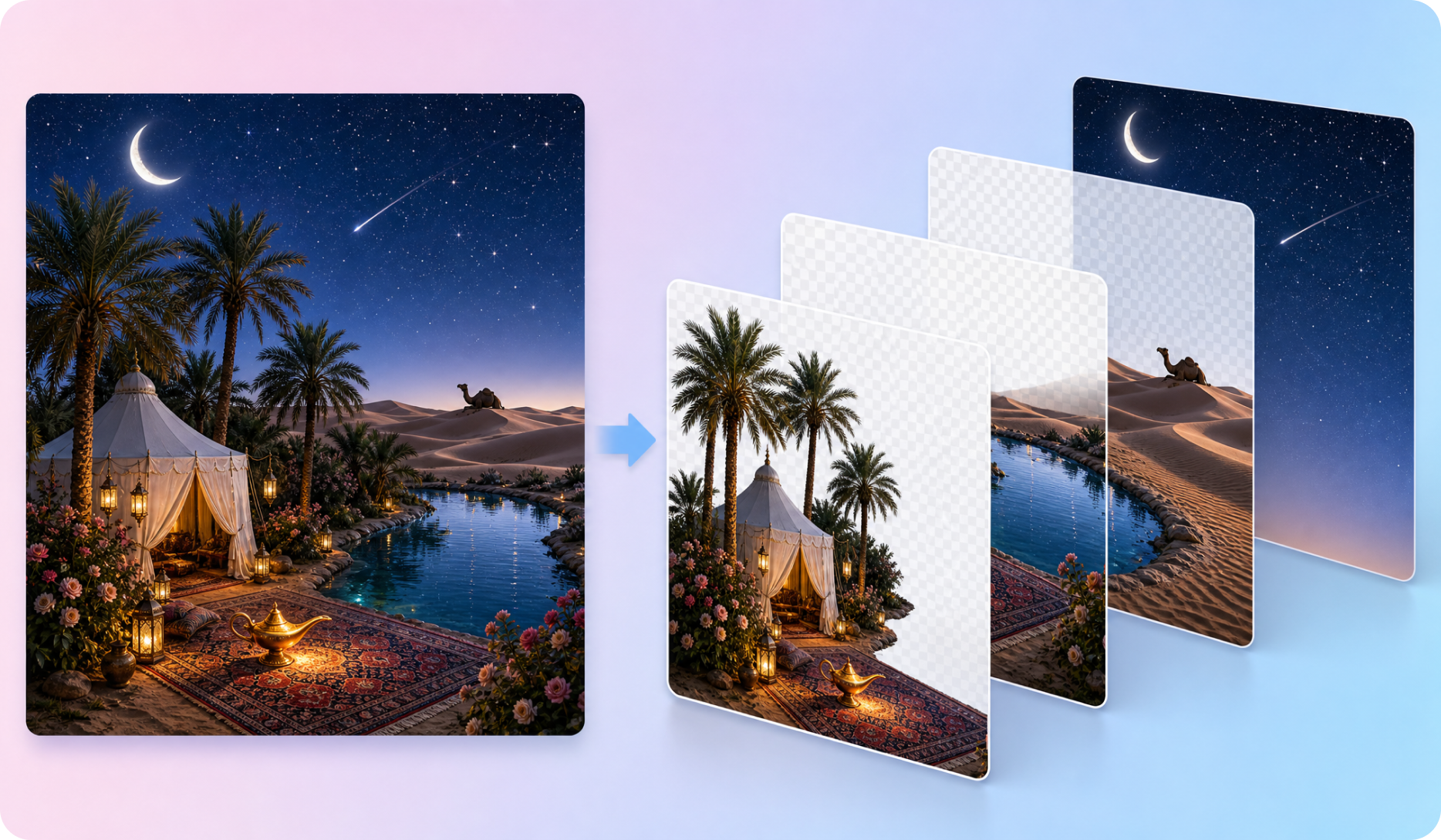 Separate a single image into independently editable layers